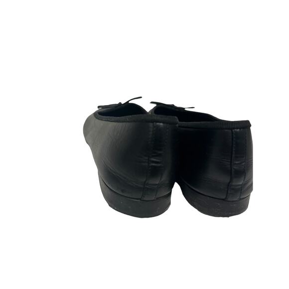 CHANEL Black Leather Grosgrain Cap Toe CC Logo Bow Ballet Flats Size 37.5 US 7.5 - Picture 10 of 11